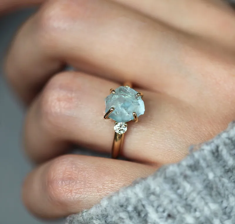 TINA RAW AQUAMARINE RING view 7