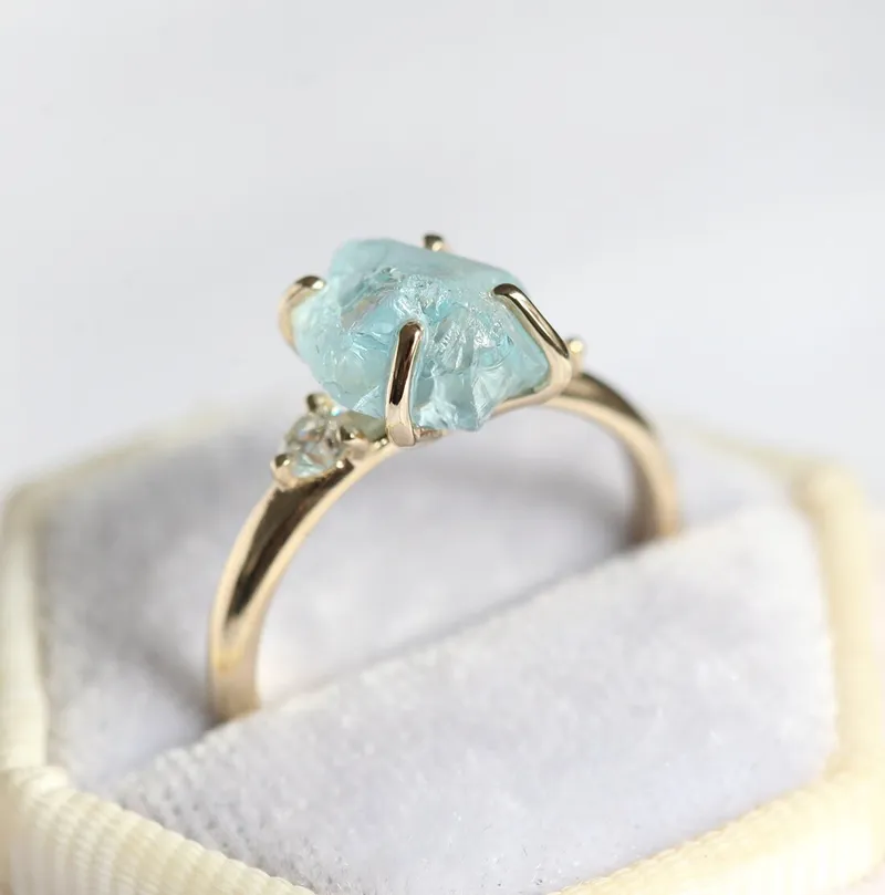 TINA RAW AQUAMARINE RING view 8