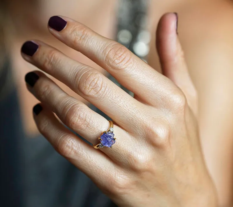 TINA RAW TANZANITE RING view 3