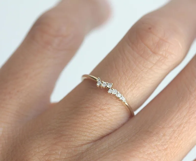 Tiny Diamond Cluster Ring, Delicate Diamond Ring view 2