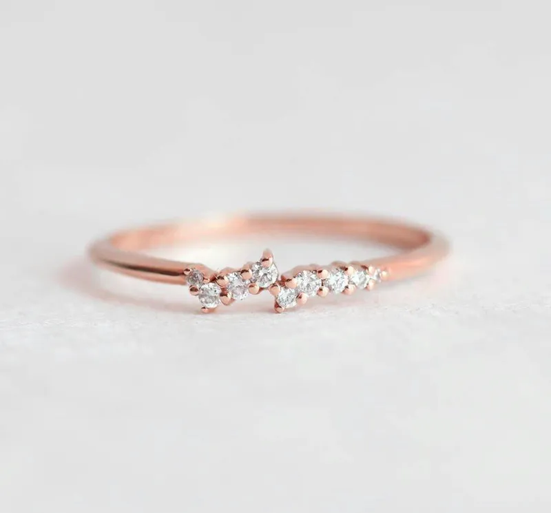 Tiny Diamond Cluster Ring, Delicate Diamond Ring view 7