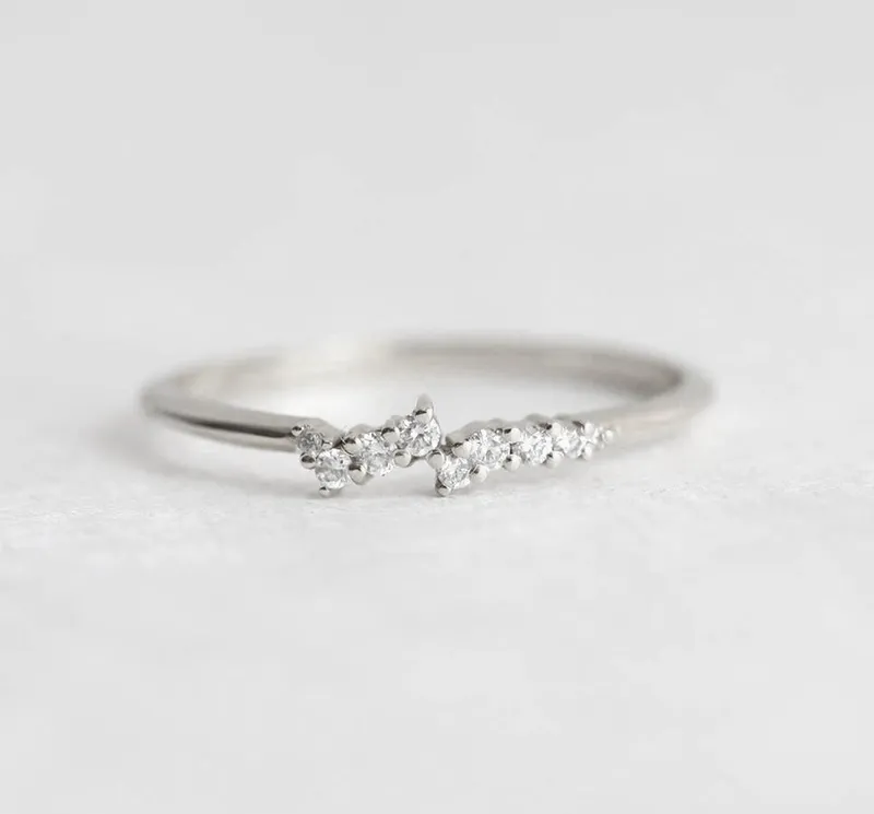 Tiny Diamond Cluster Ring, Delicate Diamond Ring view 8
