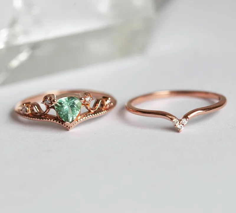 TOURMALINE RING SET, DIAMOND RING vy 10