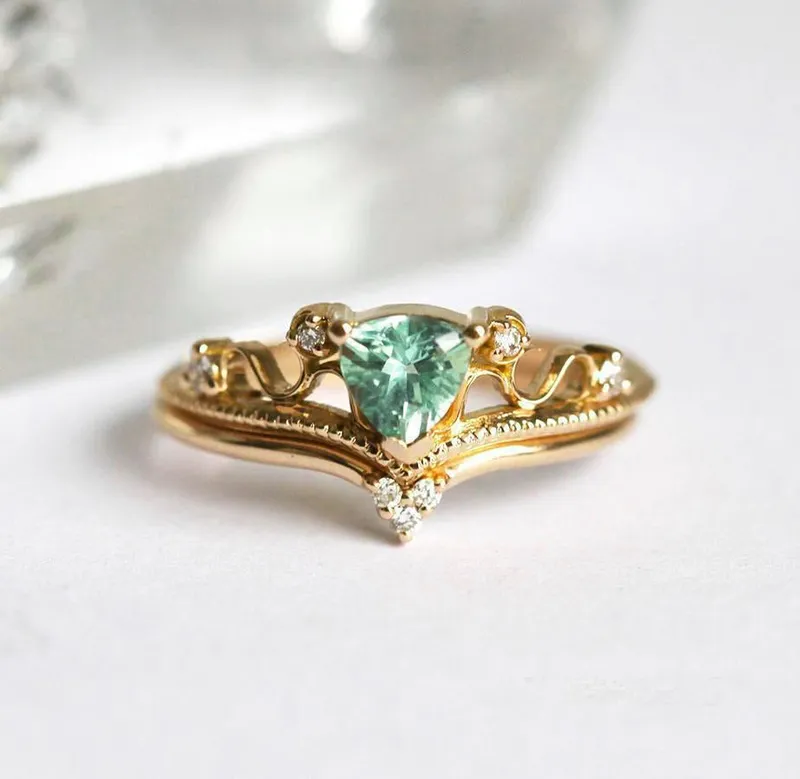 TOURMALINE RING SET, DIAMOND RING vy 11