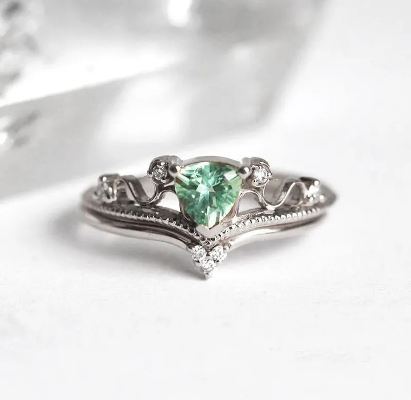 TOURMALINE RING SET, DIAMOND RING vy 12