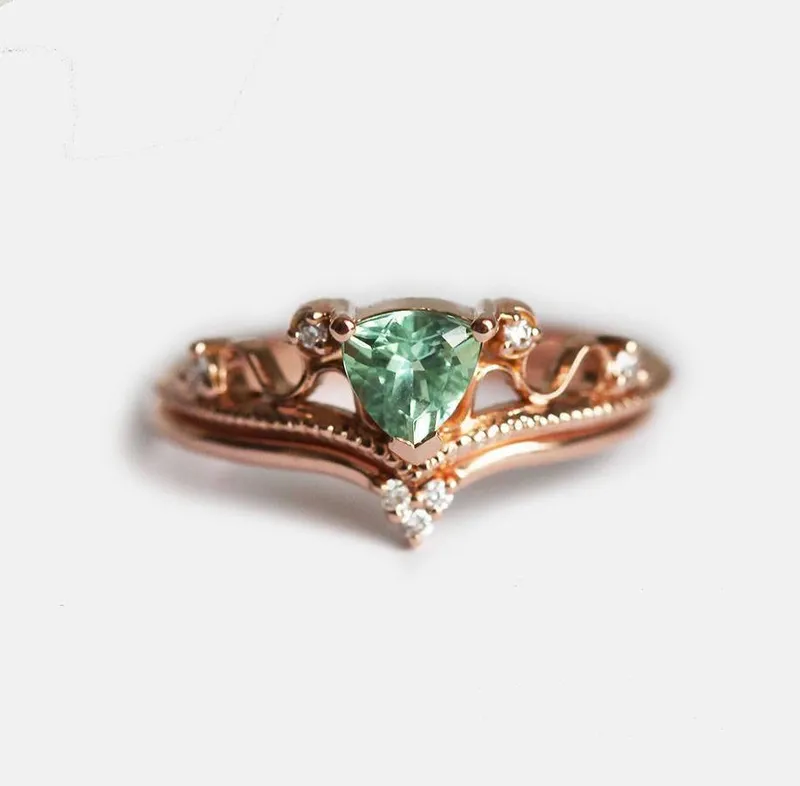 TOURMALINE RING SET, DIAMOND RING vy 3