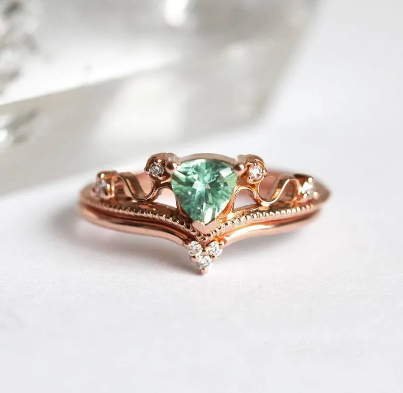 TOURMALINE RING SET, DIAMOND RING vy 5