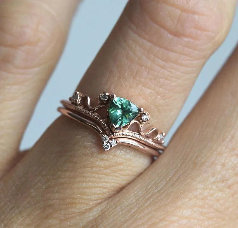TOURMALINE RING SET, DIAMOND RING vy 6