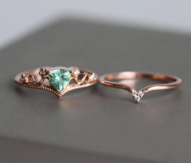 TOURMALINE RING SET, DIAMOND RING vy 9