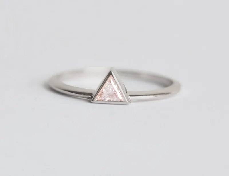 Triangle Cut 0.2 Carat Dainty Diamond Gold Ring vy 9