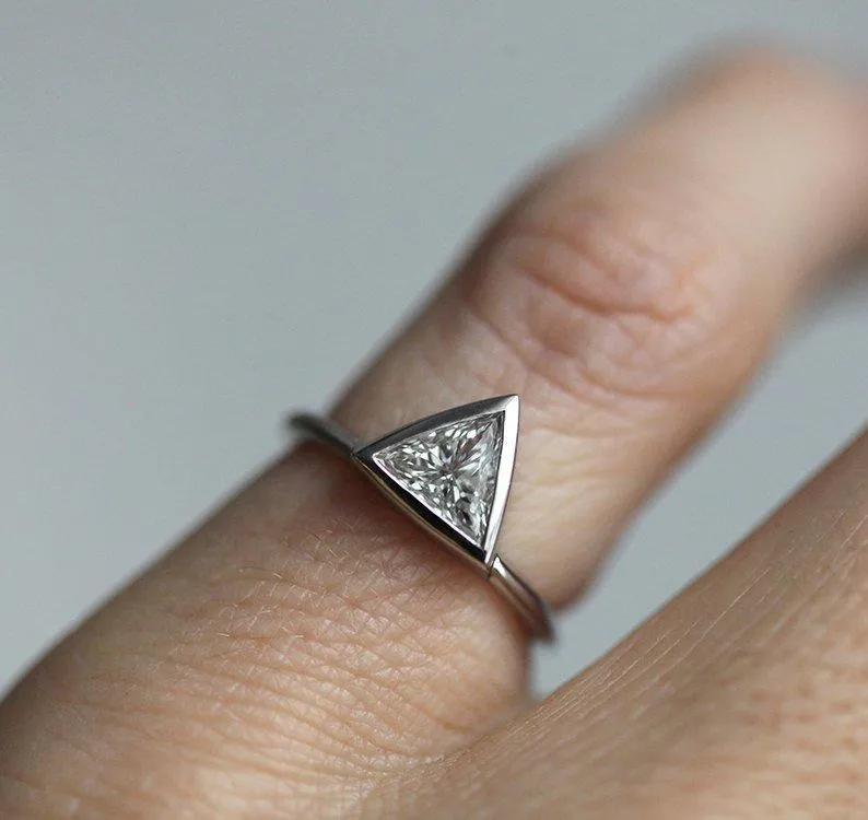 Triangle Cut 0.4 Carat Diamond Solitaire Engagement Ring view 2