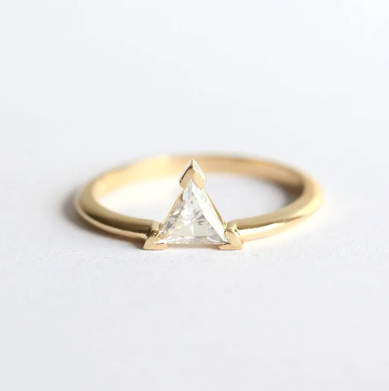 Triangle Cut Diamond Solitaire Engagement Ring view 2