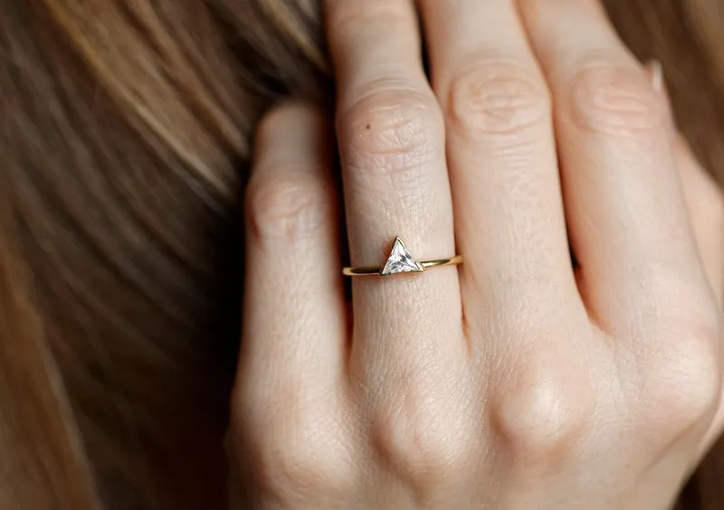 Triangle Cut Diamond Solitaire Engagement Ring view 3