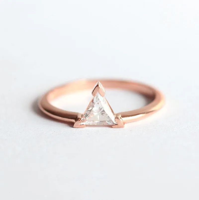 Triangle Cut Diamond Solitaire Engagement Ring view 6