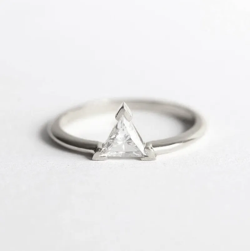 Triangle Cut Diamond Solitaire Engagement Ring view 7