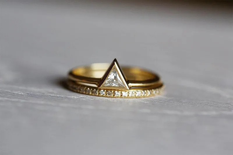 Trillion Diamond Engagement Set With Full Eternity Ring vy 3