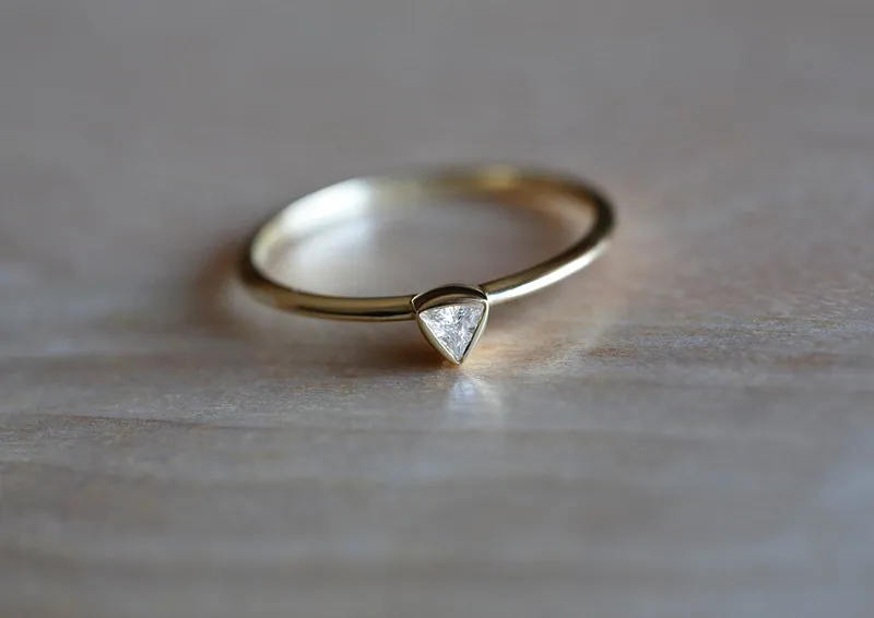 Trillion Diamond Ring, Diamond Engagement Ring vy 3