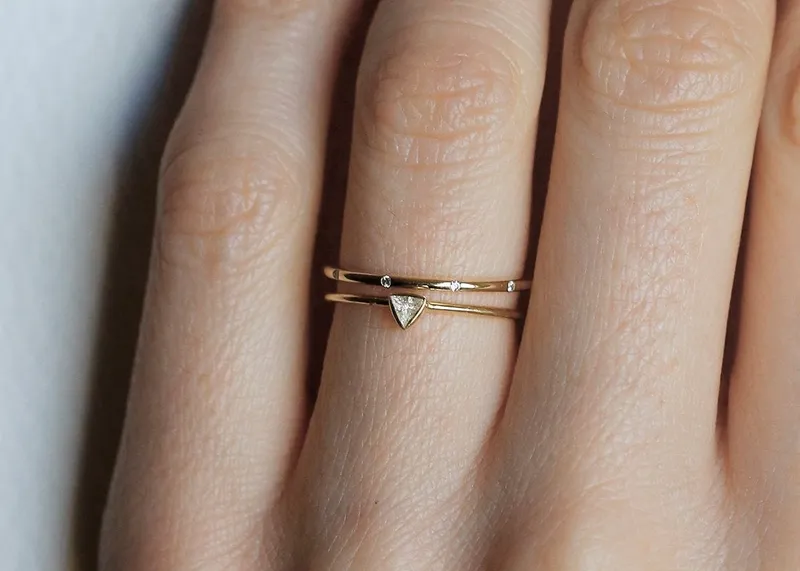Trillion Diamond Ring, Diamond Engagement Ring vy 4