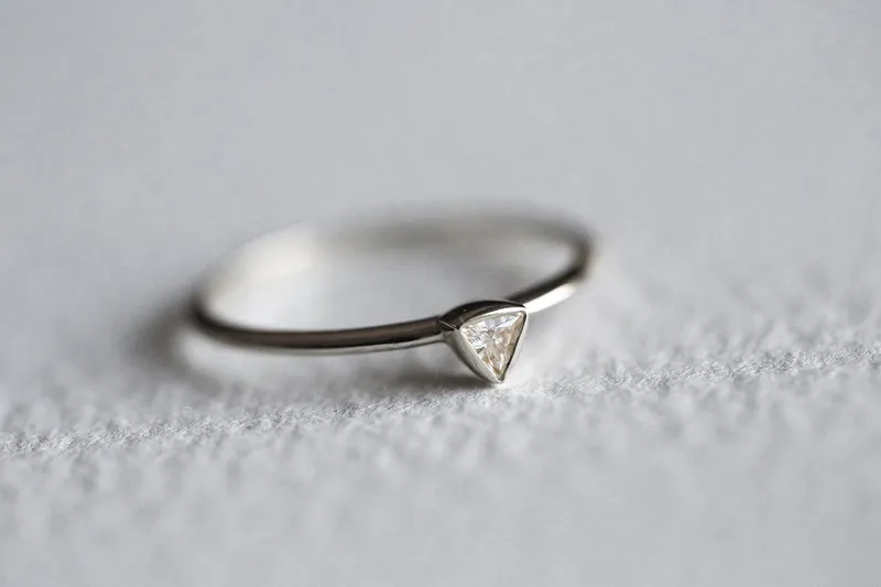Trillion Diamond Ring, Diamond Engagement Ring vy 9