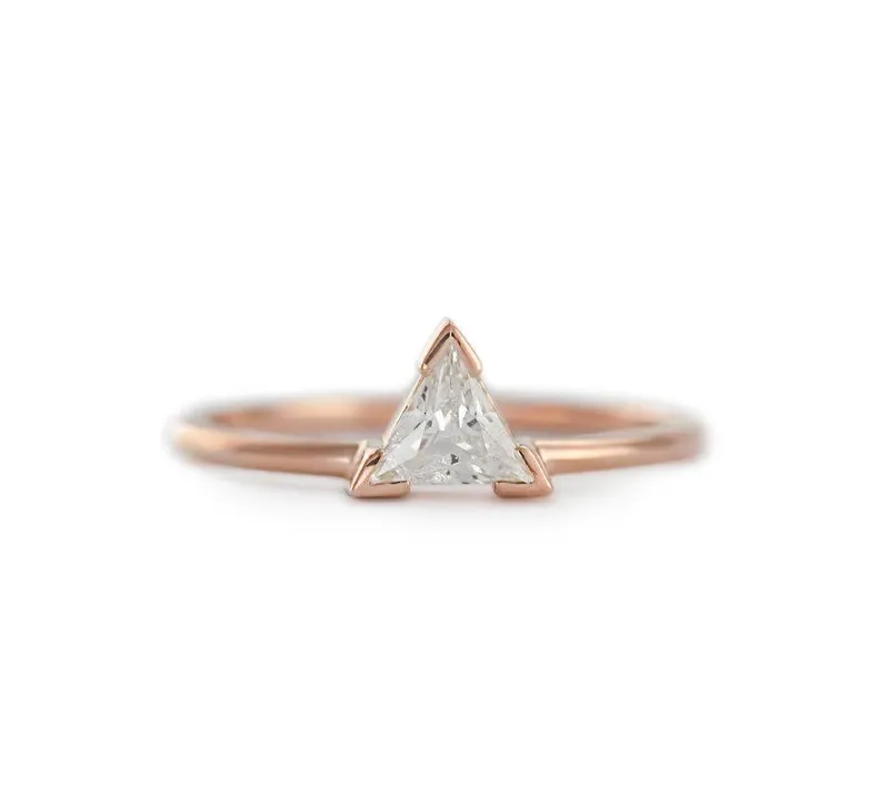 Trillion Diamond Ring Set With Open Pear Matching Diamond Band view 5
