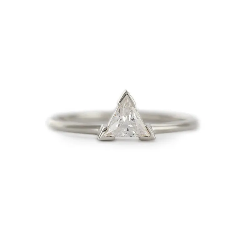 Trillion Diamond Ring Set With Open Pear Matching Diamond Band view 6