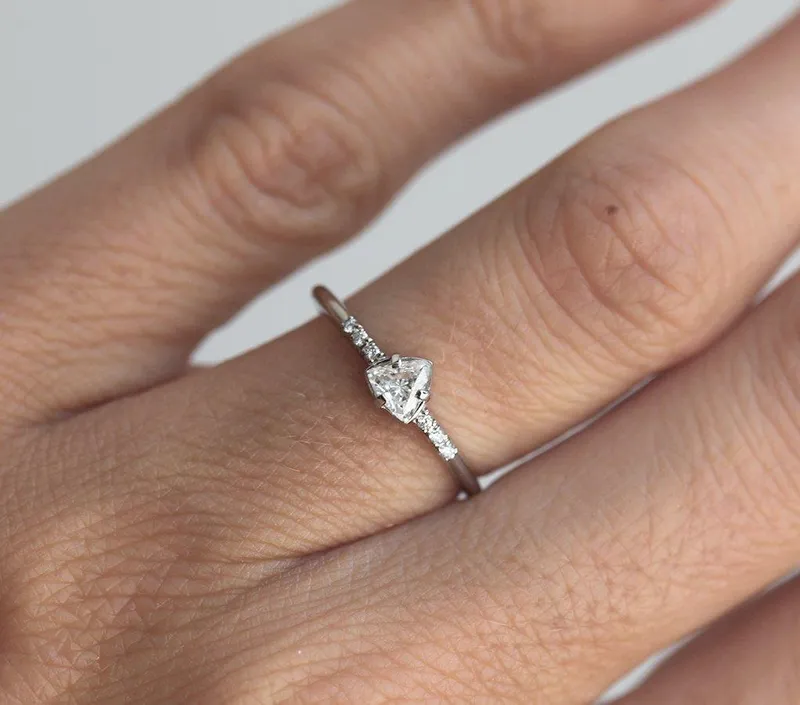 Trillion Diamond Ring, Solitaire Engagement Ring vy 3