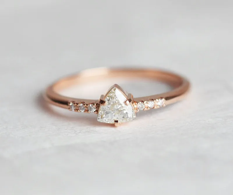 Trillion Diamond Ring, Solitaire Engagement Ring vy 6