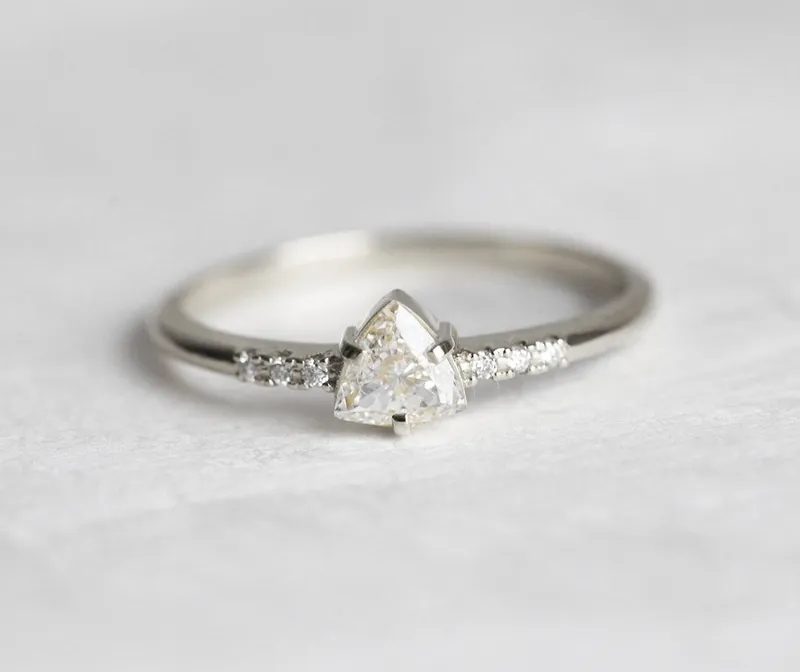 Trillion Diamond Ring, Solitaire Engagement Ring vy 7