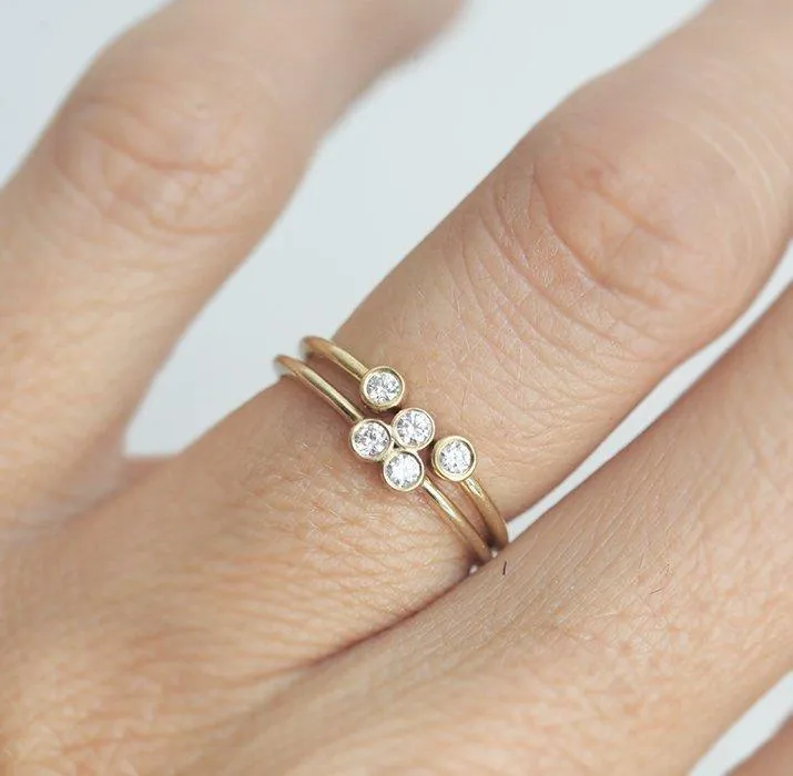 Trio Dainty Gold Ring Set, Diamond Ring Set vy 2