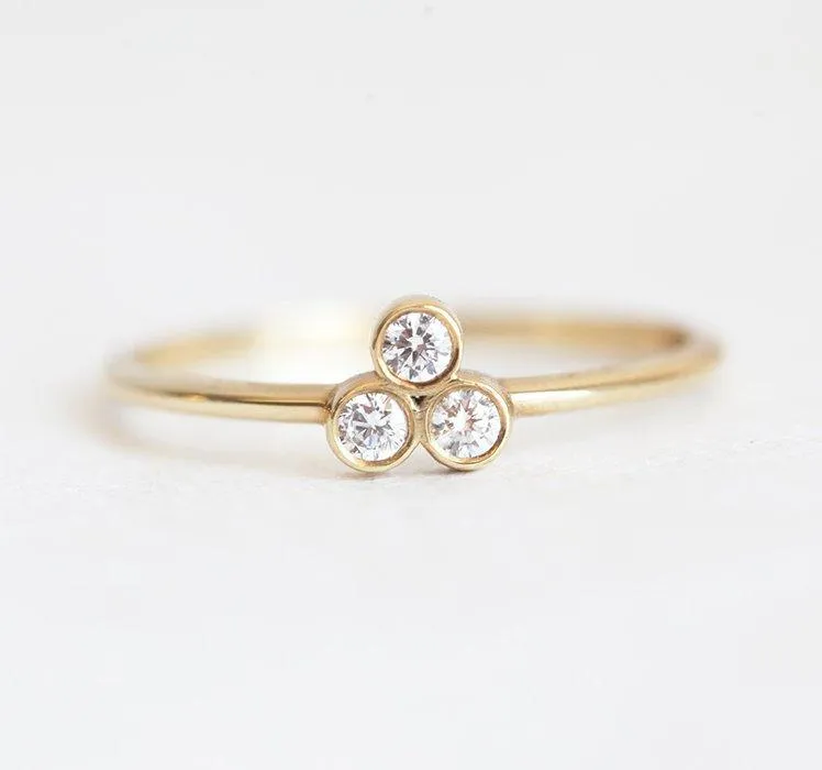 Trio Dainty Gold Ring Set, Diamond Ring Set vy 3