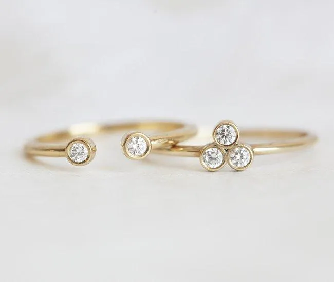 Trio Dainty Gold Ring Set, Diamond Ring Set vy 4