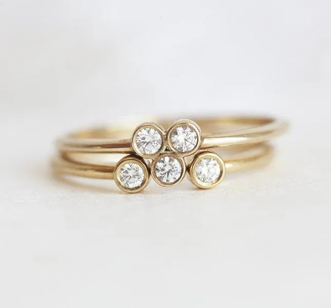Trio Dainty Gold Ring Set, Diamond Ring Set vy 5