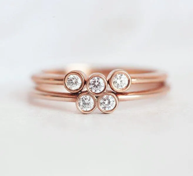 Trio Dainty Gold Ring Set, Diamond Ring Set vy 6