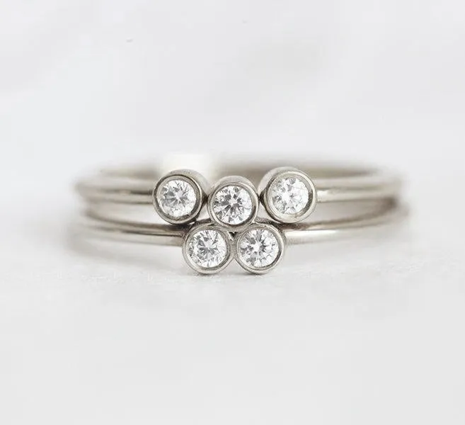 Trio Dainty Gold Ring Set, Diamond Ring Set vy 7