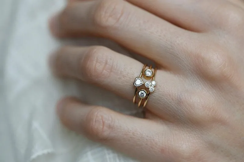 Trio Diamond Ring, Simple Gold Diamond Ring vy 5