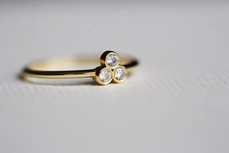 Trio Diamond Ring, Simple Gold Diamond Ring vy 6