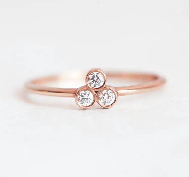 Trio Diamond Ring, Simple Gold Diamond Ring vy 7