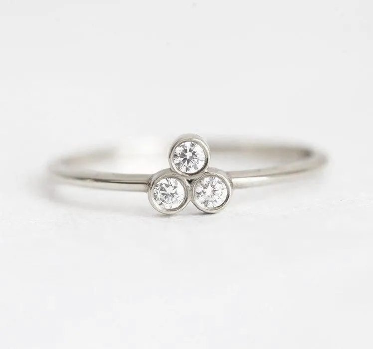 Trio Diamond Ring, Simple Gold Diamond Ring vy 8