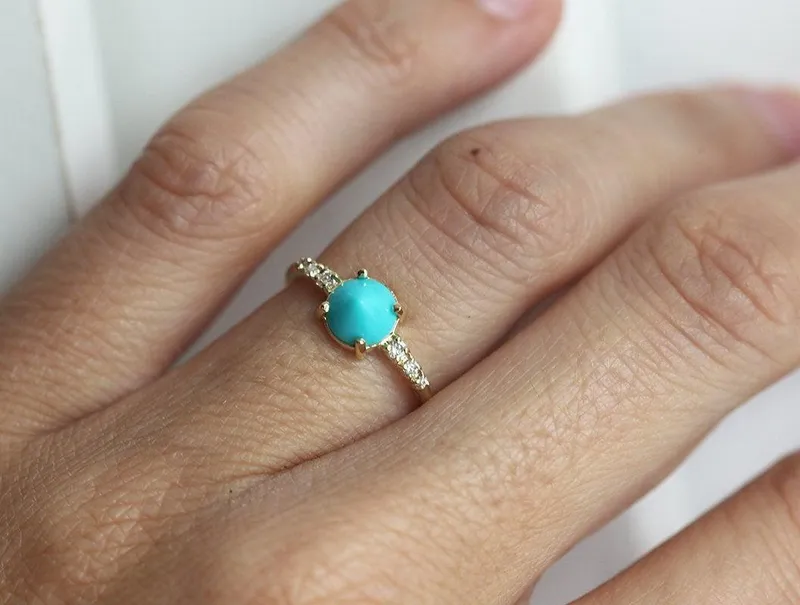 Turquoise Engagement Ring, Diamond Engagement Ring vy 4