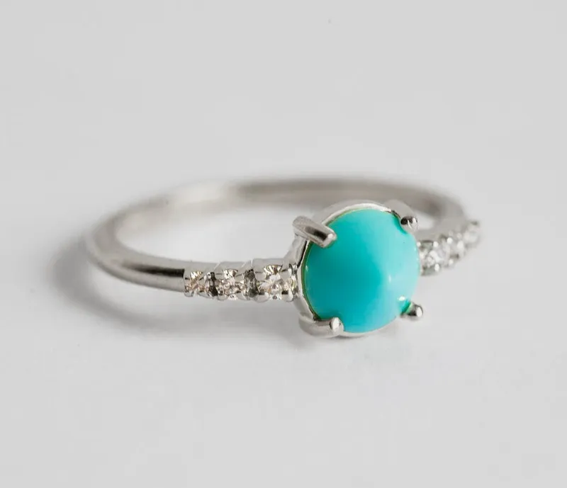 Turquoise Engagement Ring, Diamond Engagement Ring vy 7
