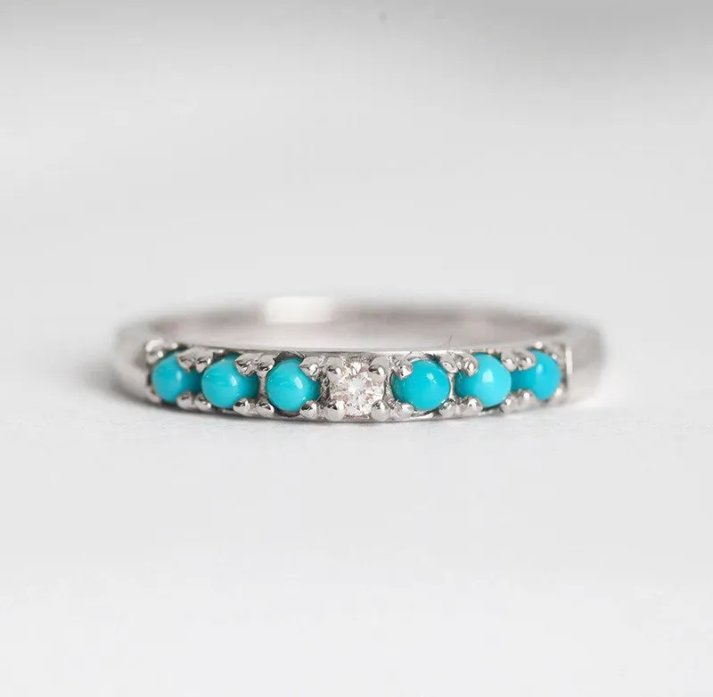 Turquoise Gold Ring With Centerpiece Diamond vy 6