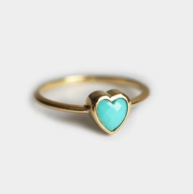 Turquoise Ring, 14K Gold Wedding Ring view 2