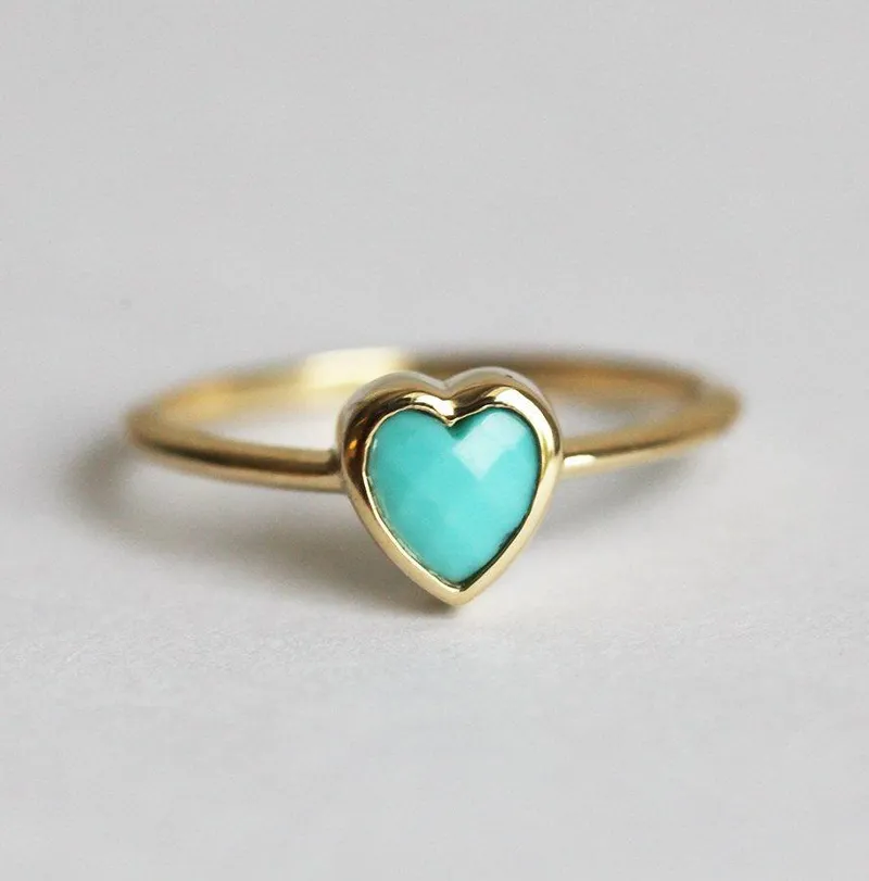 Turquoise Ring, 14K Gold Wedding Ring view 4
