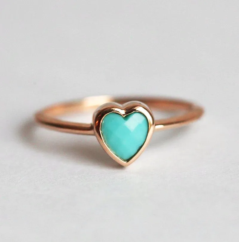 Turquoise Ring, 14K Gold Wedding Ring view 5