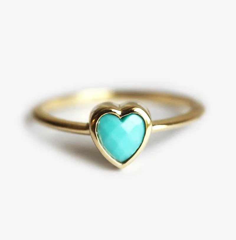Turquoise Ring, 14K Gold Wedding Ring blue engagement ring