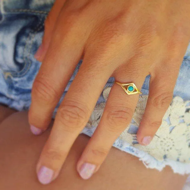 Turquoise Ring, Evil Eye Ring vy 2