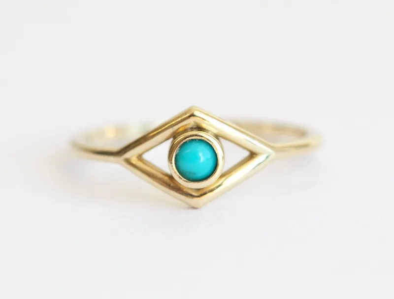 Turquoise Ring, Evil Eye Ring vy 3