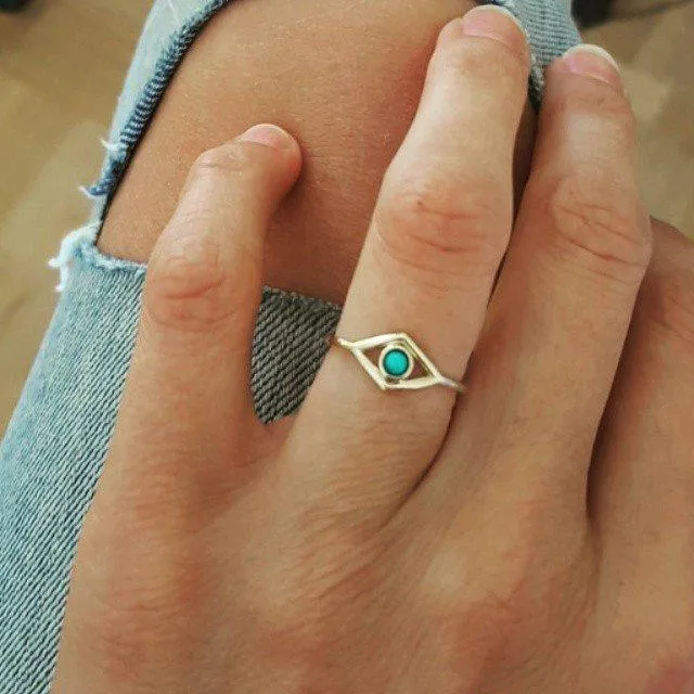 Turquoise Ring, Evil Eye Ring vy 4