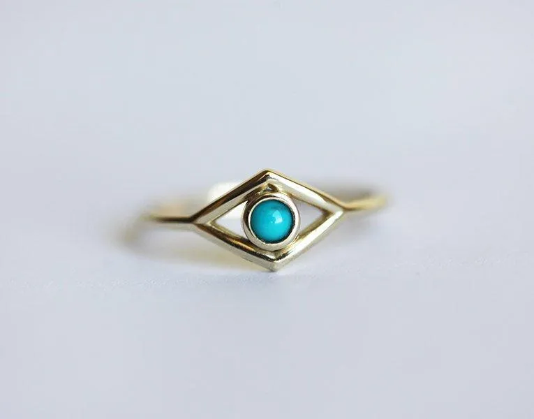 Turquoise Ring, Evil Eye Ring vy 5
