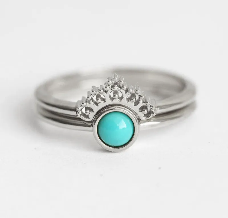 Turquoise Ring Set, Gold Turquoise Ring view 6